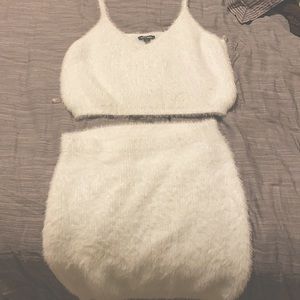 3 Piece Winter Blue Fuzzy Skirt and Tank Set